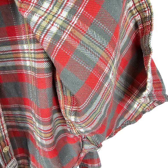 Mens California Fit Western Cowboy Outdoor Rugged Work Farm Red Plaid Flannel LG - Picture 8 of 13